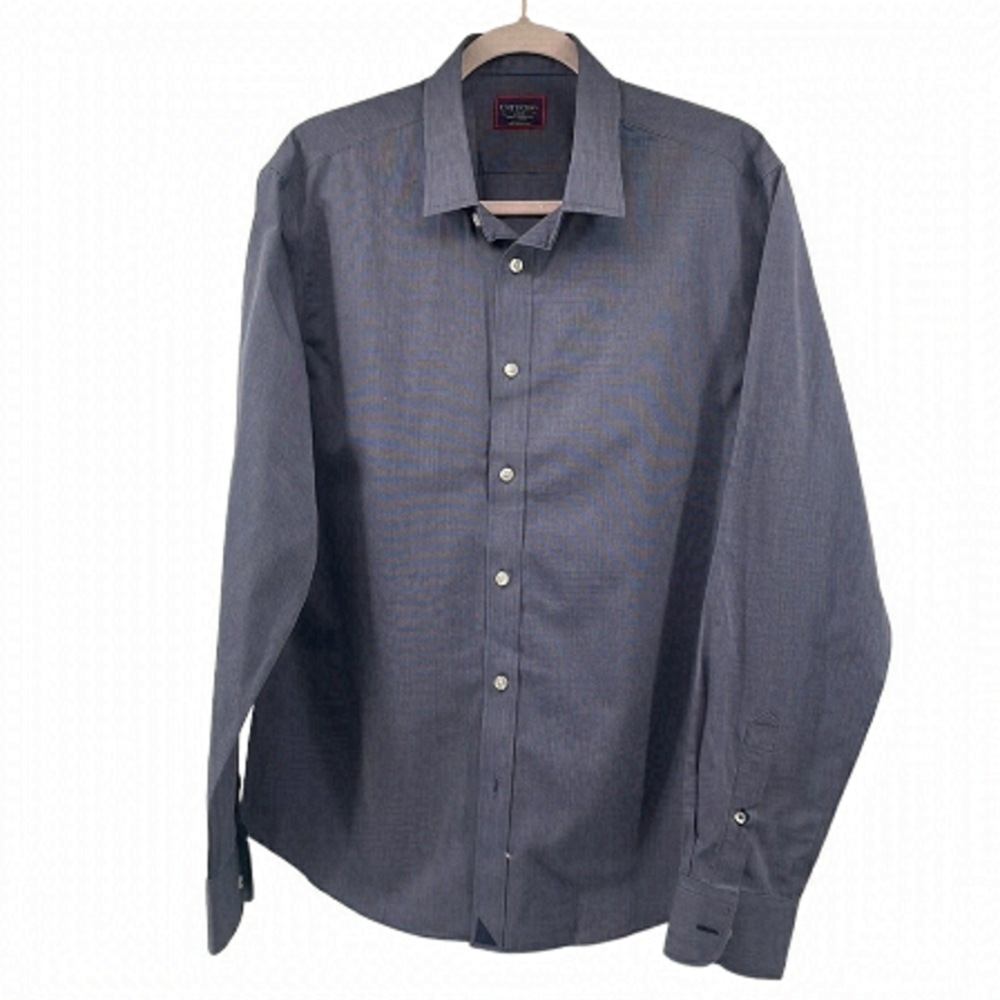 untuckit button down shirt slim fit wrinkle free blu sz large career event